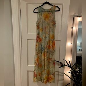 Vintage Y2K sheer watercolor floral maxi dress
